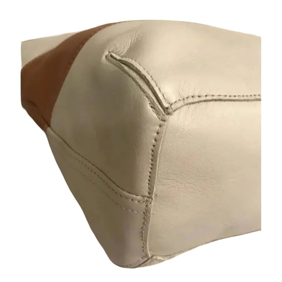 Coach Vtg Cream & Tan Legacy 2-Way Color Block Handbag - Picture 8 of 10